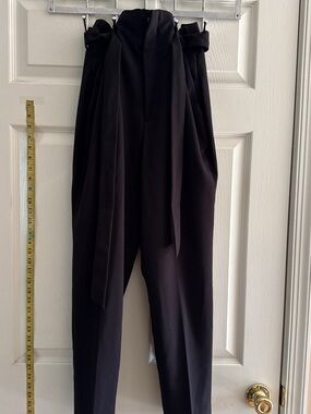 H&M Dark Brown Viscose-Blend Trousers, NEW